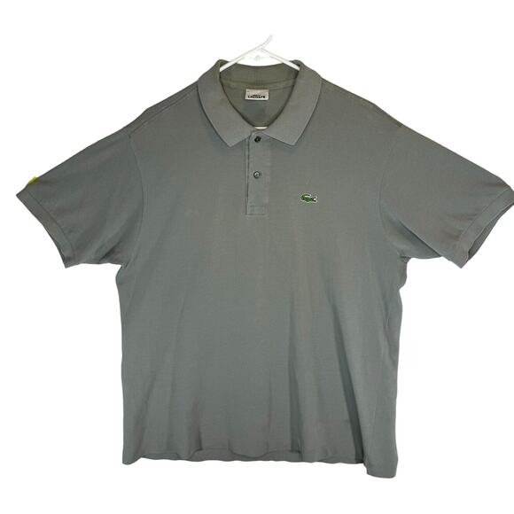 Lacoste Mens Polo Shirt Gray Short Sleeve Alligator Rugby size 6 M - Picture 1 of 5
